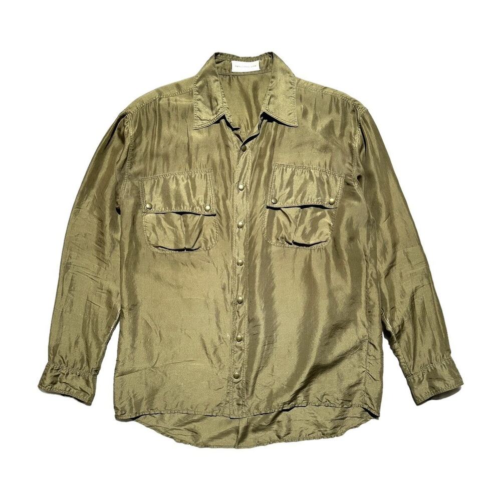 Faith Connexion Silk snap button cargo pocket shirt